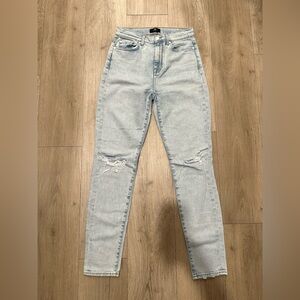 7 For All Mankind Light Blue Ripped Skinny Jeans